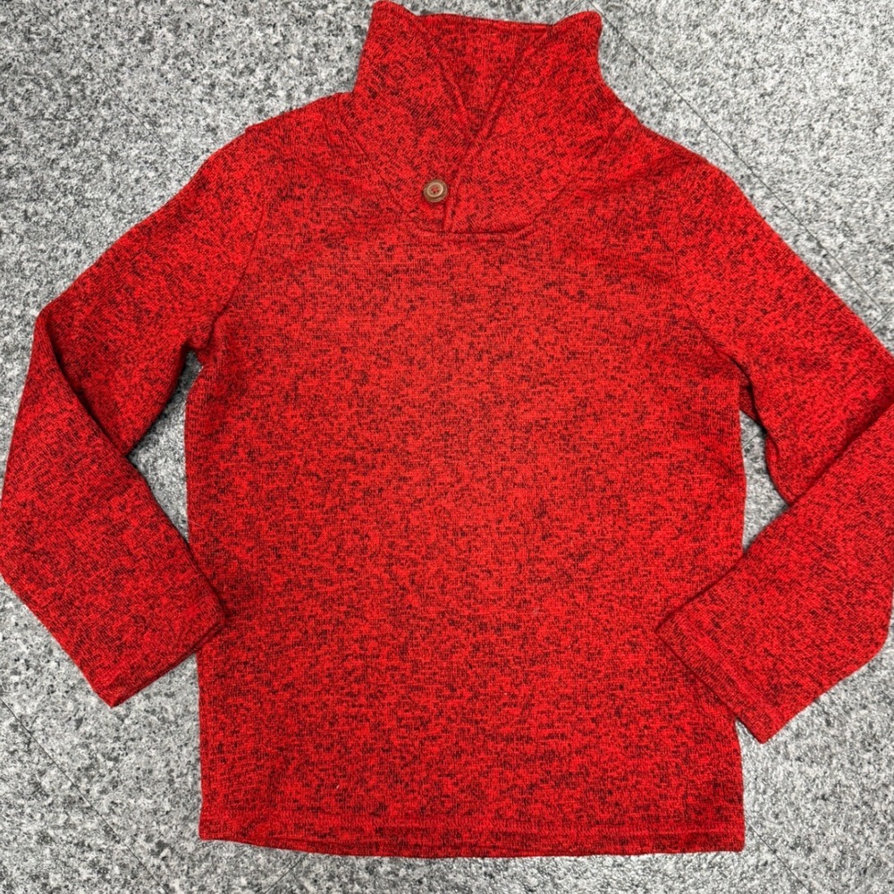 Holiday Jumping Beans boy Sz 7 Red Excellent Shawl Collar Marled Knit Pullover
